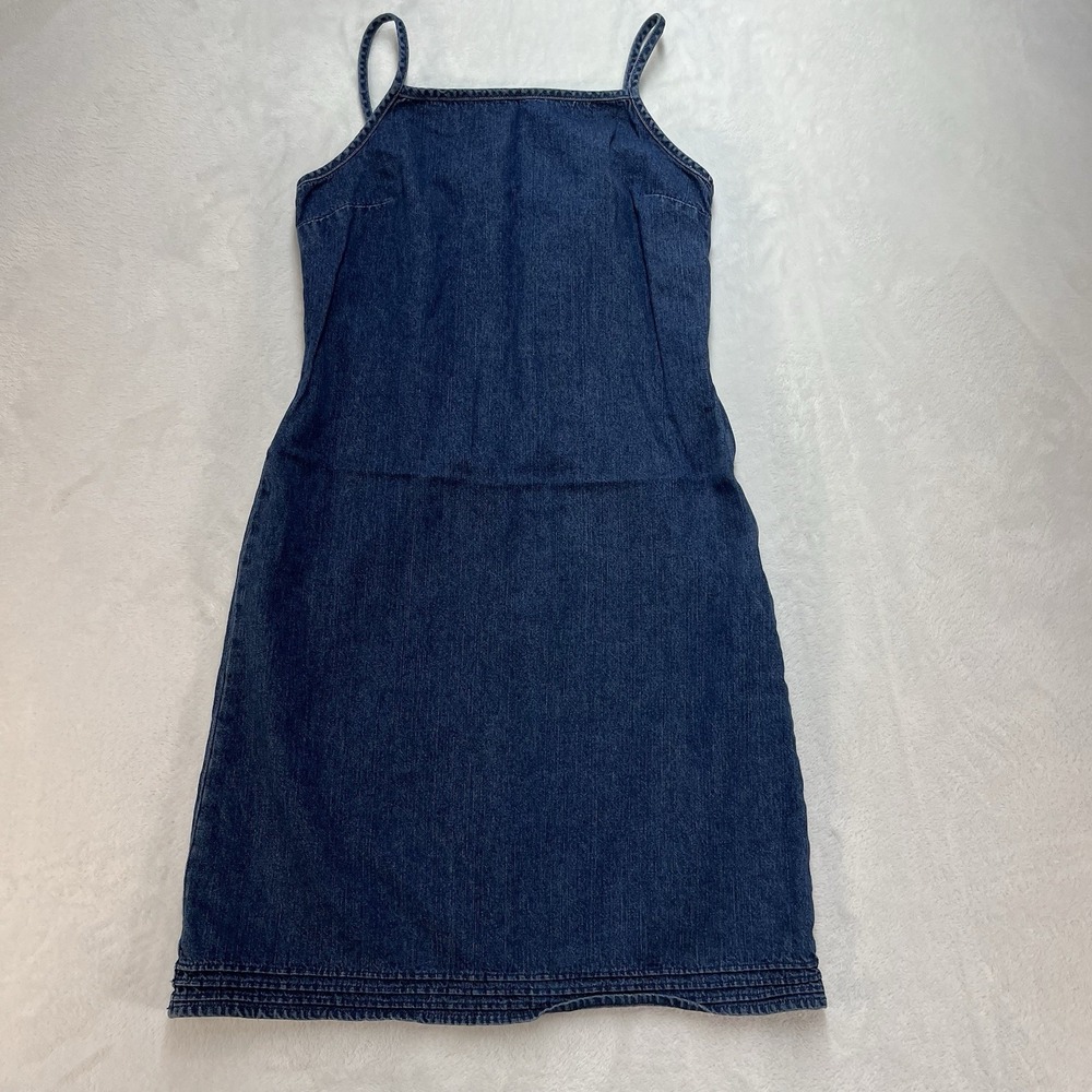 Old Navy Denim Dress Juniors 1 Blue 90s Y2K Sleeveless Jean Retro